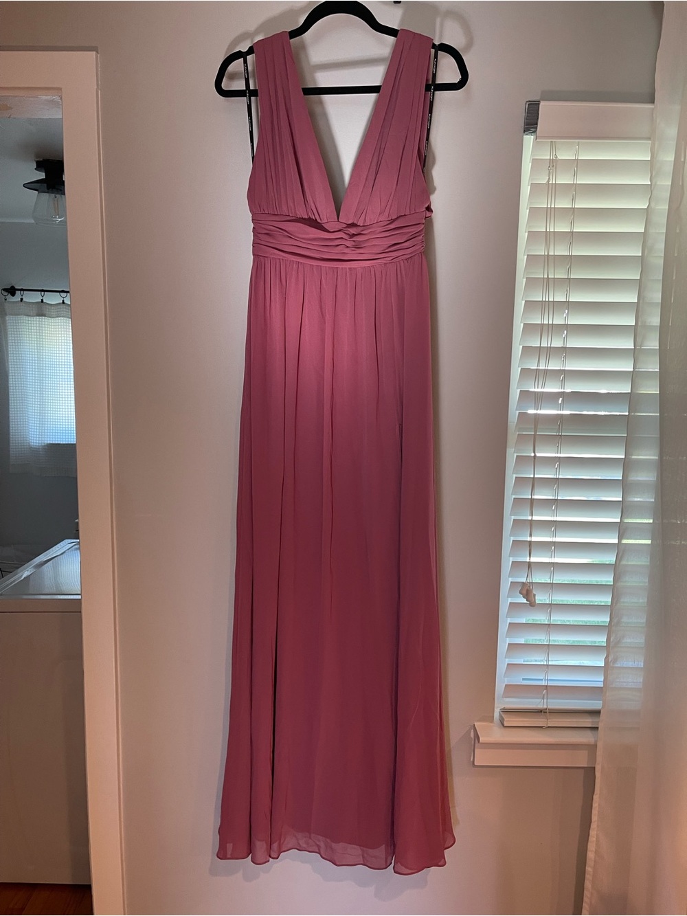 Bill Levkoff Dusty Rose V-Neck Chiffon Maxi Dress